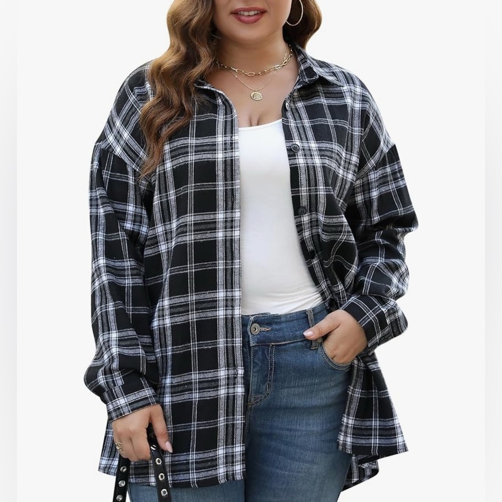 2X Nemidor Black and White Plaid Button Up Shirt
